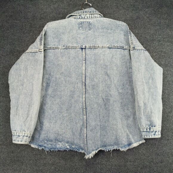 Black Label C'Est Toi Denim Jacket Women's Medium Blue Long Sleeve Frayed Hem - Picture 6 of 13